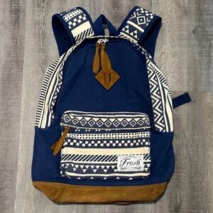 💞 Backpack Blue Geometric Patterned 2-Pocket Backpack with Suede Bottom